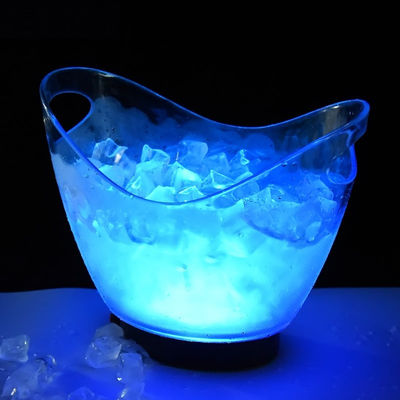 Ice Buckets Tongs Type Large Plastic Beer Container with Handles and LED Lighting