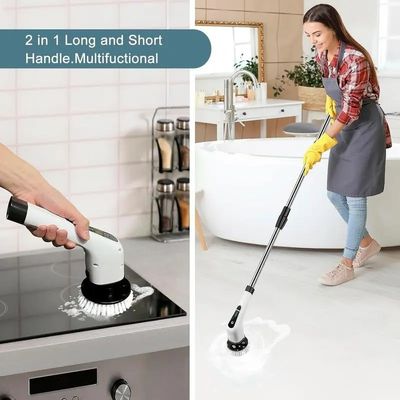 White Plastic Electric Cleaning Brush Set Top Selling Spin Scrubber for Deep Cleaning