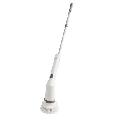 Electric Bathroom Spin Scrubber with Adjustable Extension and Cordless White Cleaning Brush