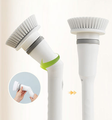Electric Bathroom Spin Scrubber with Adjustable Extension and Cordless White Cleaning Brush