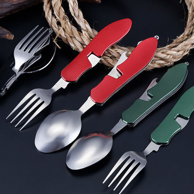 Foldable Camping Utensil Set Stainless Steel Spoon Fork Knife for Outdoor Activities