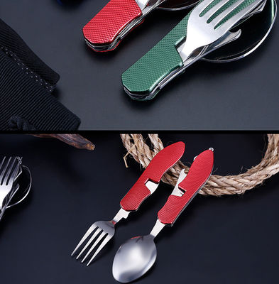 Foldable Camping Utensil Set Stainless Steel Spoon Fork Knife for Outdoor Activities