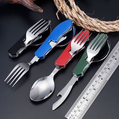 Foldable Camping Utensil Set Stainless Steel Spoon Fork Knife for Outdoor Activities