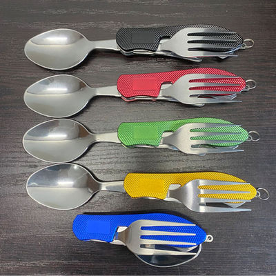 Foldable Camping Utensil Set Stainless Steel Spoon Fork Knife for Outdoor Activities
