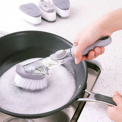 3 Replaceable Cleaning Heads Soap Dispensing Sponge PP TPR Bristle Dish Washing Brush