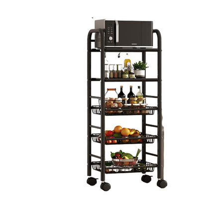 5 Tier Non-folding Rack Kitchen Storage Organizer with Stable Rotating Rolling Design