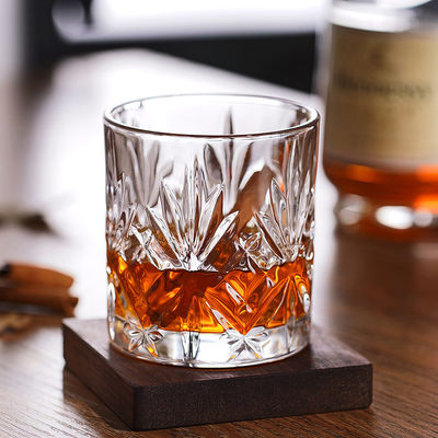 340ml Luxury Clear Rock Design Glass Engraved Crystal Luxury Whiskey Beer Glasses Cup