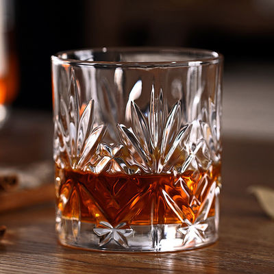 340ml Luxury Clear Rock Design Glass Engraved Crystal Luxury Whiskey Beer Glasses Cup