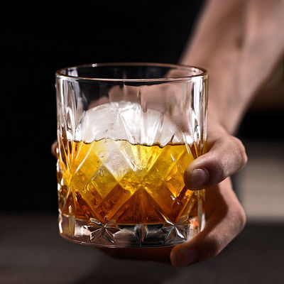 340ml Luxury Clear Rock Design Glass Engraved Crystal Luxury Whiskey Beer Glasses Cup