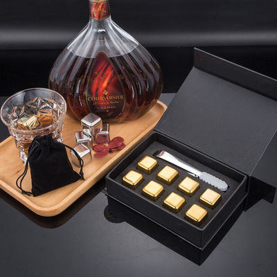 Design Whiskey Ice Stone Set 8 PCS Stainless Steel Cubes With Tong And EVA Gift Box