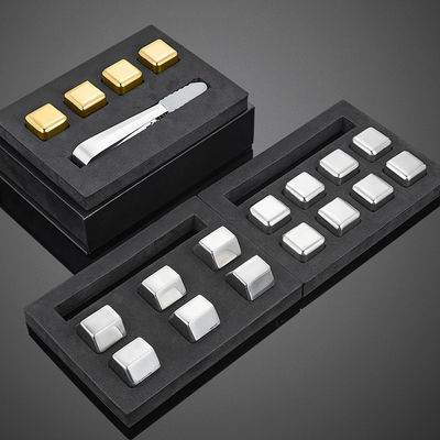 Design Whiskey Ice Stone Set 8 PCS Stainless Steel Cubes With Tong And EVA Gift Box