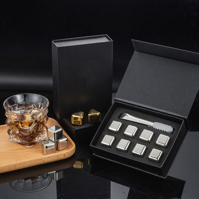 Design Whiskey Ice Stone Set 8 PCS Stainless Steel Cubes With Tong And EVA Gift Box
