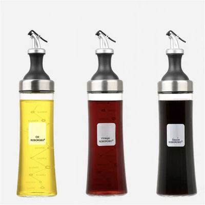 Household High Borosilicate Glass Oil Jar Set with Curved Spout and Oil Control Measurement Stocked