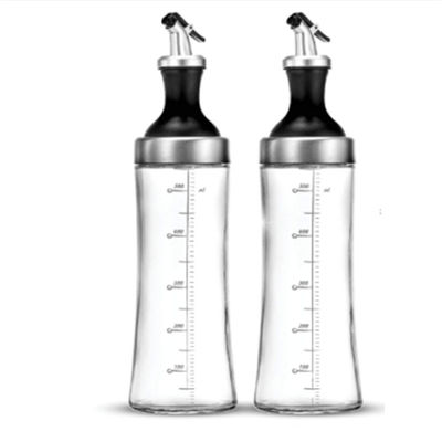 Household High Borosilicate Glass Oil Jar Set with Curved Spout and Oil Control Measurement Stocked