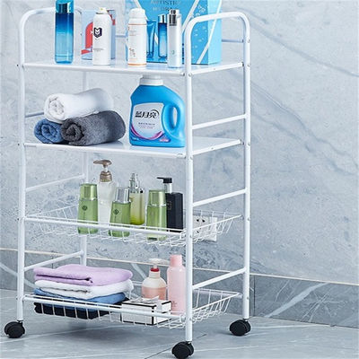 Multifunctional Kitchen Storage Rack 3 4 5 Layer Rotating Utility Trolley Cart With Wheels