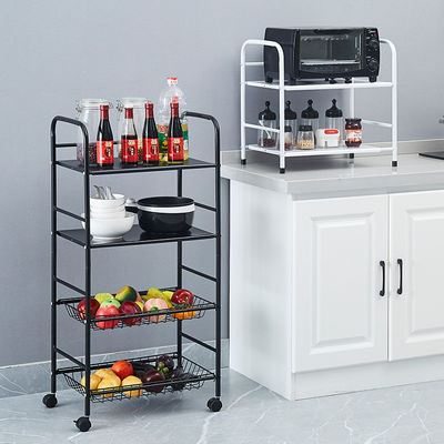 Multifunctional Kitchen Storage Rack 3 4 5 Layer Rotating Utility Trolley Cart With Wheels