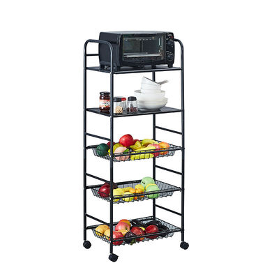 Multifunctional Kitchen Storage Rack 3 4 5 Layer Rotating Utility Trolley Cart With Wheels