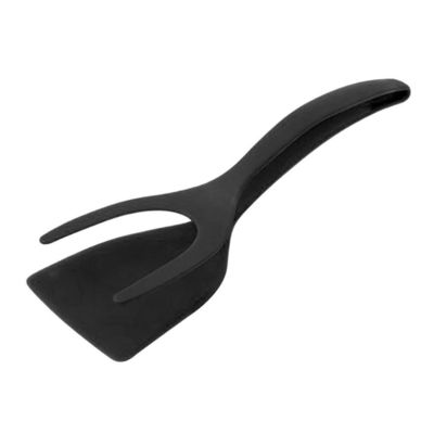 2 In 1 Spatula Tong for Cooking Tool Black Egg Flipper Tong Pancake Fish French Toast