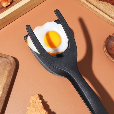 2 In 1 Spatula Tong for Cooking Tool Black Egg Flipper Tong Pancake Fish French Toast
