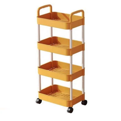 Kitchen Shelf Organizer Square Rotating 4 Tiers Black Household Storage Rack Basket Trolley Cart