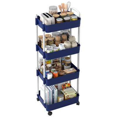 Non-folding 360 Degree Rotating Storage Rack with Wheels Kitchen Vegetable Plastic Shelf