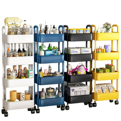 Non-folding 360 Degree Rotating Storage Rack with Wheels Kitchen Vegetable Plastic Shelf