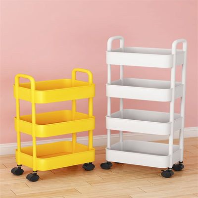 Non-folding 360 Degree Rotating Storage Rack with Wheels Kitchen Vegetable Plastic Shelf