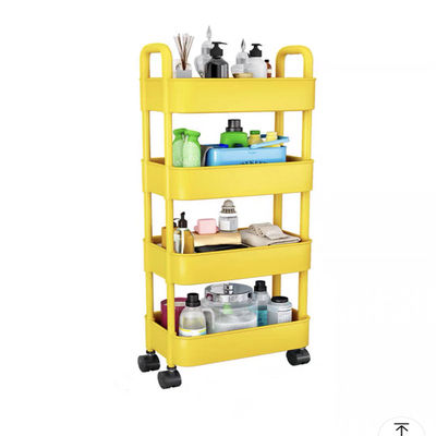 Non-folding 360 Degree Rotating Storage Rack with Wheels Kitchen Vegetable Plastic Shelf