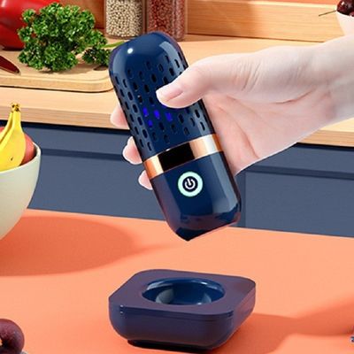 Wireless Built-in Battery Capsule Shape Food Cleaner for Small Home Dark Blue Color