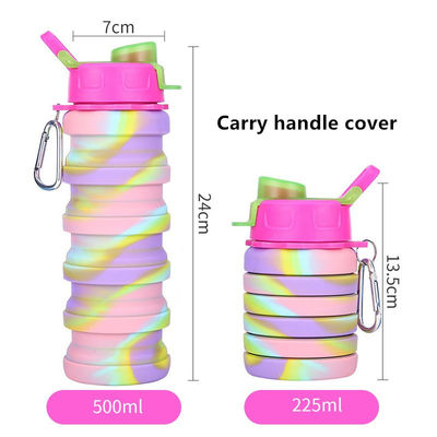 Portable Water Bottle for Fitness and Riding Creative Camouflage Silicone Folding Mug