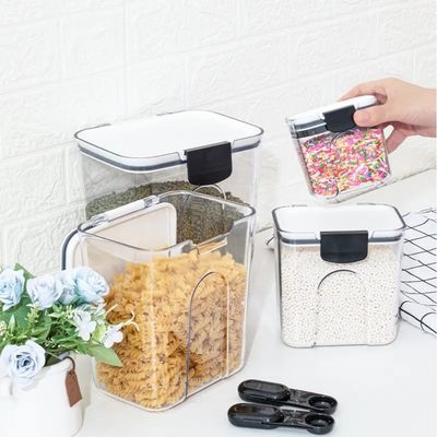 Standing Type Kitchen PET Plastic Food Storage Containers Transparent Airtight 4pc Set
