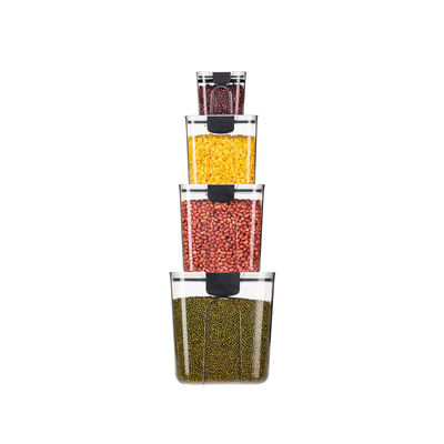 Standing Type Kitchen PET Plastic Food Storage Containers Transparent Airtight 4pc Set