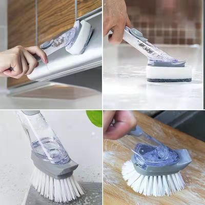 Kitchen Tools Cleaning Brushes 2 in 1 Dish Washing Brush with Long Handle and Sponge
