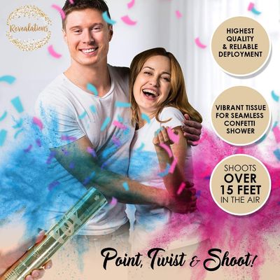 100% Biodegradable Confetti Powder Cannons Perfect for Gender Reveal Party Supplies