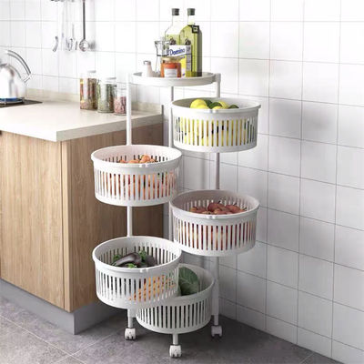 Multifunctional Design PP Material Metal Rotating Kitchen Shelf Rack for Home Storage