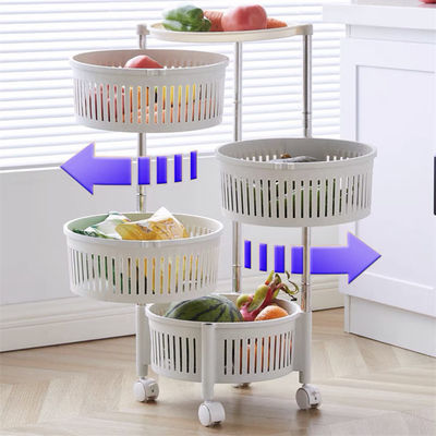 Multifunctional Design PP Material Metal Rotating Kitchen Shelf Rack for Home Storage