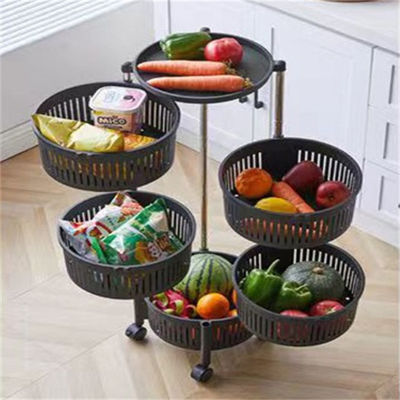 Multifunctional Design PP Material Metal Rotating Kitchen Shelf Rack for Home Storage