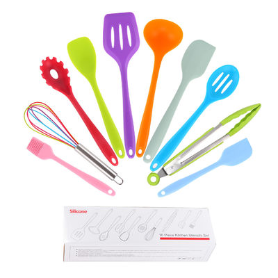 Green Silicone Support for High Temperature Cooking in Nonstick 10 Pcs Kitchen Utensil Set