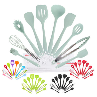 Green Silicone Support for High Temperature Cooking in Nonstick 10 Pcs Kitchen Utensil Set