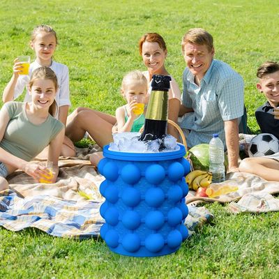 40 Cubes Silicone Ice Maker for Round Ice Bucket PP Cup and Funnel Blue/Green/Yellow