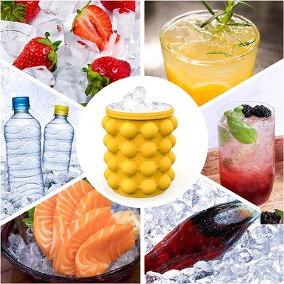 40 Cubes Silicone Ice Maker for Round Ice Bucket PP Cup and Funnel Blue/Green/Yellow