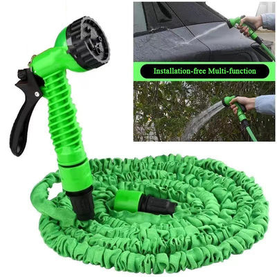 Watering Made Simple Expandable Magic Flex Heated Garden Hose 25-200FT with Spray Gun