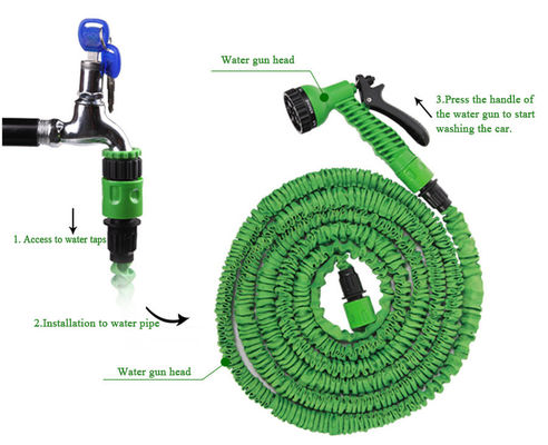 Watering Made Simple Expandable Magic Flex Heated Garden Hose 25-200FT with Spray Gun