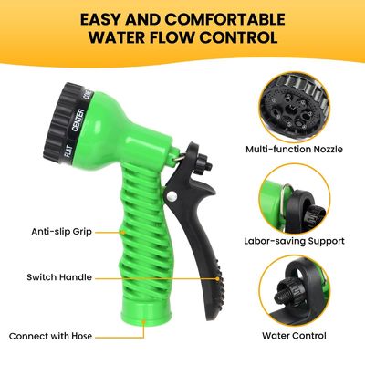 25-250ft High Pressure Heavy Duty Garden Water Hose Spray Nozzle with Expandable Hose