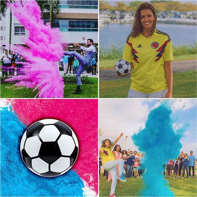 Baby Boy Girl Shower Party Supplies Gender Reveal Soccer Ball with Blue and Pink Powder