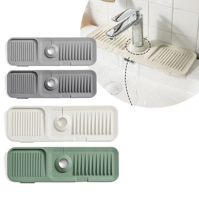 Sustainable Silicone Kitchen Splash Proof Faucet Drain Mat for Extra Large Countertop