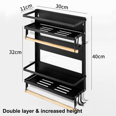 4 Tier Magnetic Fridge Organizer for Kitchen Paper Towel Holder 5 Hooks and 2.6KG Capacity