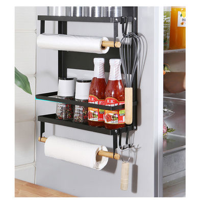 4 Tier Magnetic Fridge Organizer for Kitchen Paper Towel Holder 5 Hooks and 2.6KG Capacity