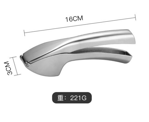 Stainless Steel Zinc Alloy Manual Garlic Press Hand Press for Cooking Kitchen Tools