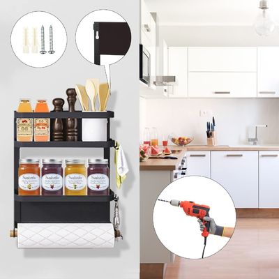 Storage Holders Racks Metal Fridge Shelf Magnetic Spice Rack Organizer for Refrigerator